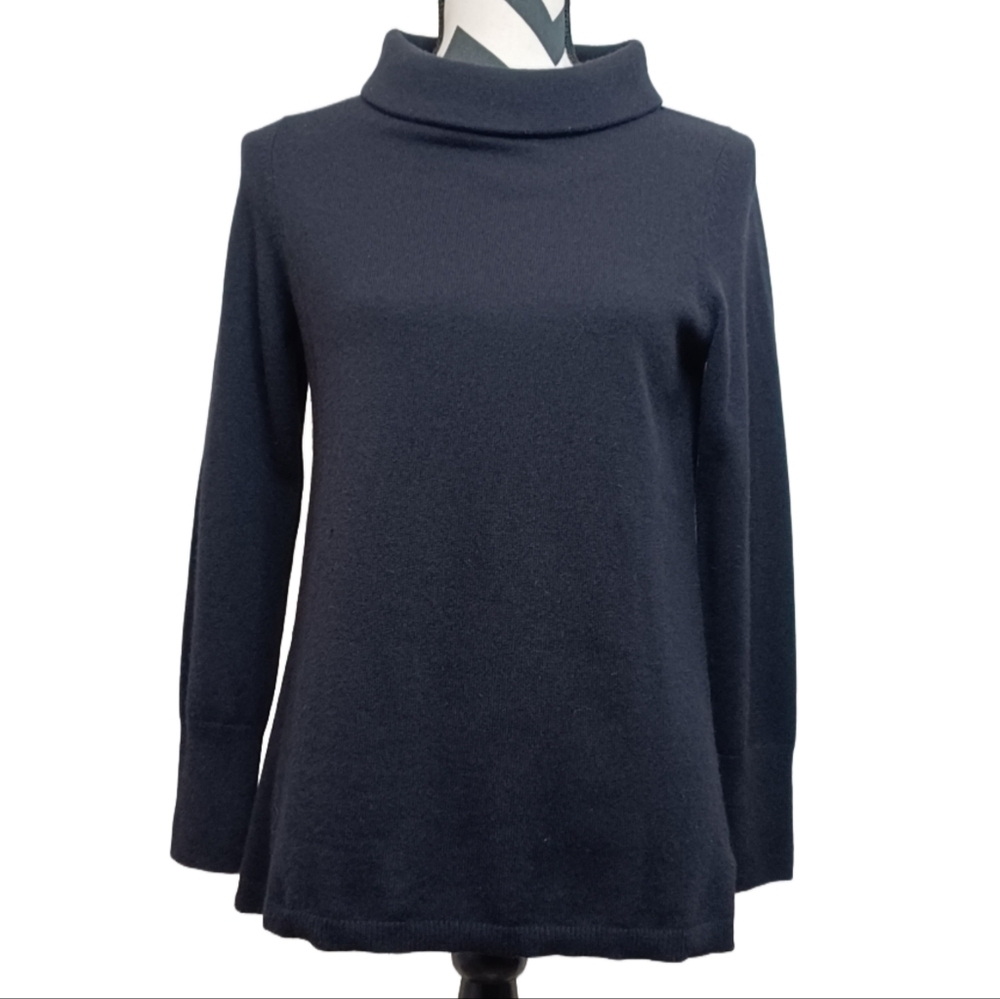 Talbots 100% Cashmere Office Old Money Mock Neck Black Jumper Sweater